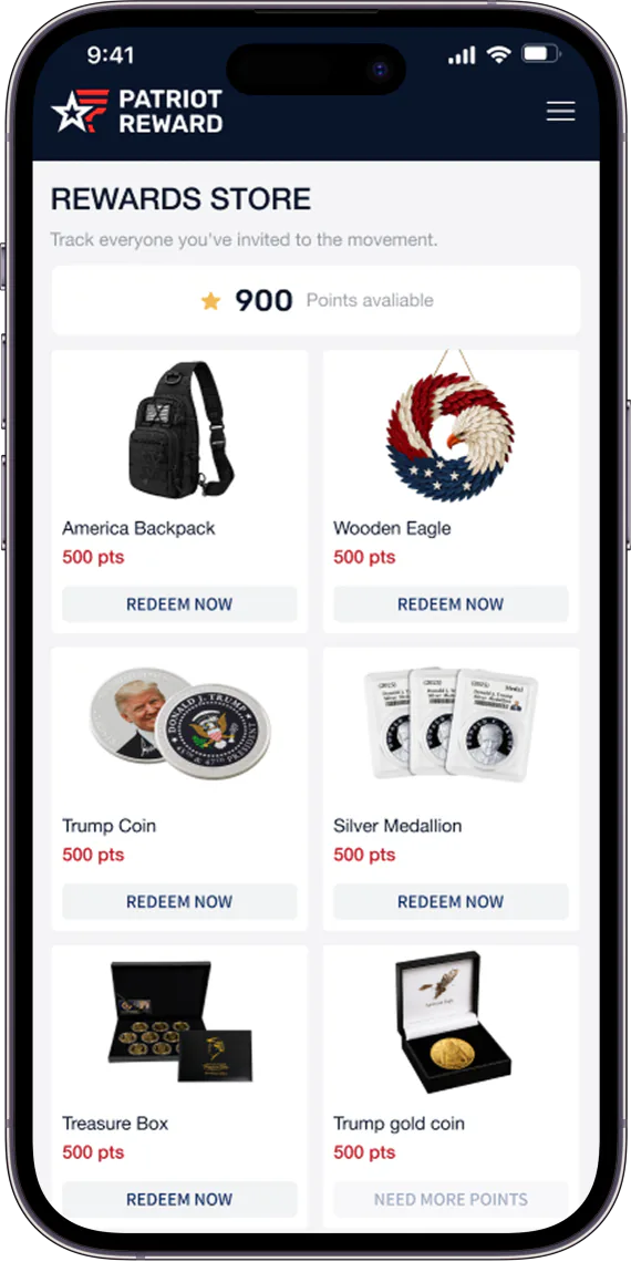 Patriot Loyalty Reward store on mobile